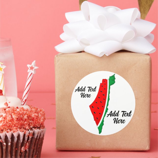 Pegatina Redonda Mapa de Palestina sandía símbolo de la libertad (Fiesta)