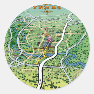 Pegatina Redonda Mapa de Personalizados de Austin Texas