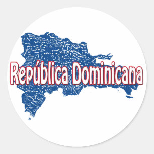 Pegatina Redonda Mapa de República Dominicana