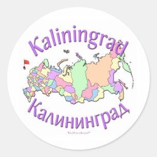 Pegatina Redonda Mapa de Rusia de Kaliningrado