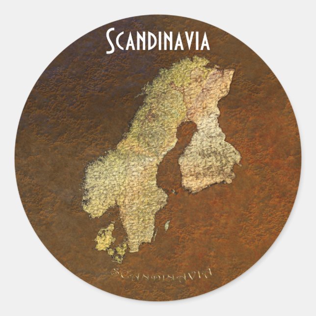 Pegatina Redonda Mapa de SCANDINAVIA en Pegatinas de Iron Stone BG (Anverso)