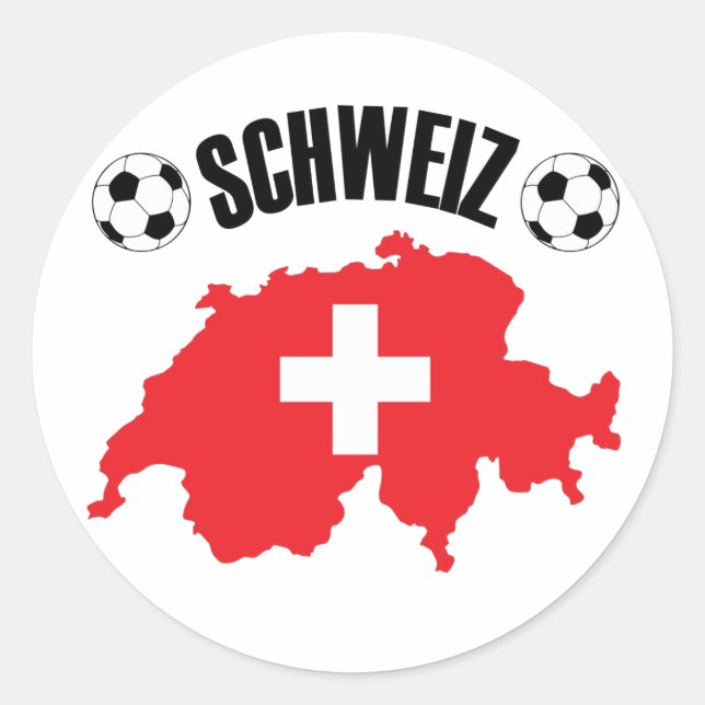 Pegatina Redonda Mapa de Schweiz Fussball Suiza (Anverso)