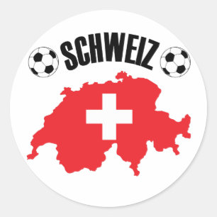 Pegatina Redonda Mapa de Schweiz Fussball Suiza