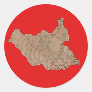 Pegatina Redonda Mapa de Sudán del Sur
