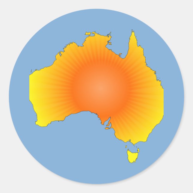 Pegatina Redonda Mapa de Sunny Australia (Anverso)