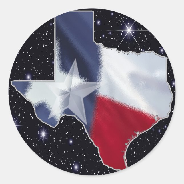 Pegatina Redonda Mapa de Texas (Anverso)