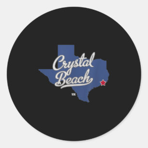 Pegatina Redonda Mapa de Tx de Crystal Beach Texas