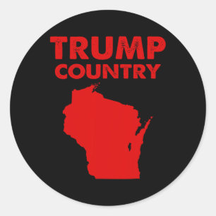Pegatina Redonda Mapa de Wisconsin del país Trump