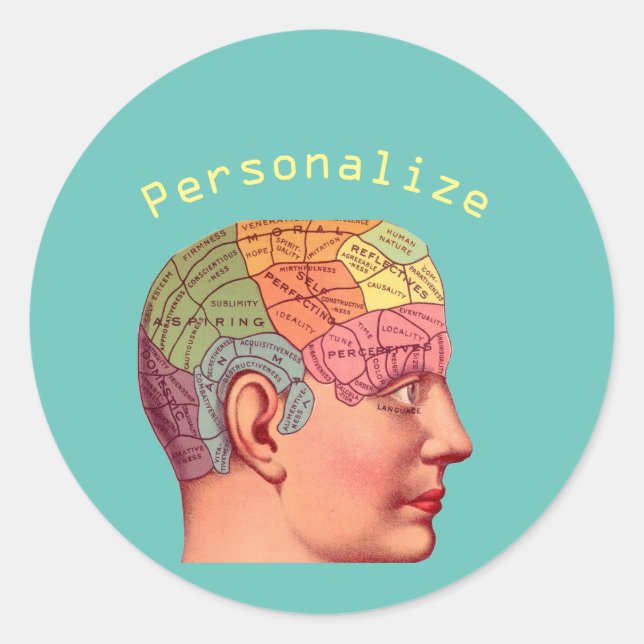 Pegatina Redonda Mapa del cerebro de la mente de la cabeza de la fe (Anverso)