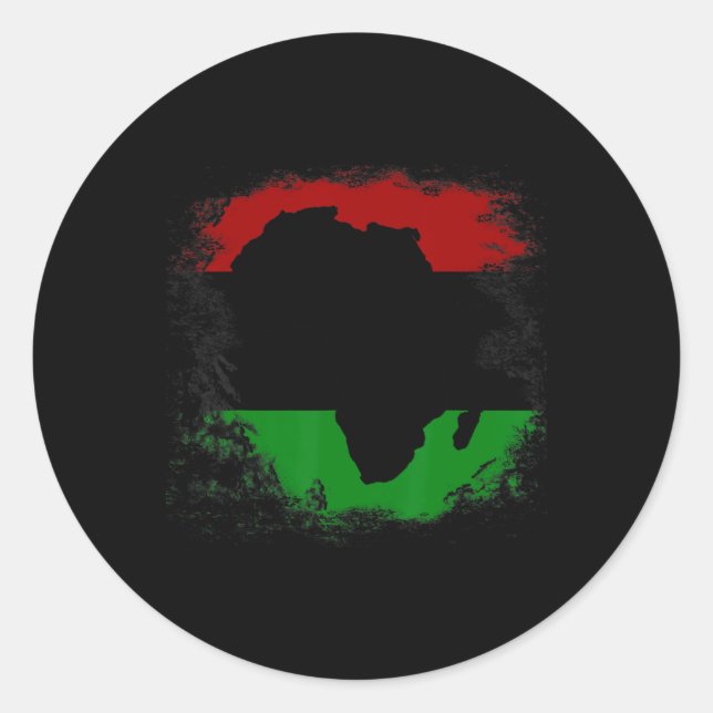 Pegatina Redonda Mapa del continente africano con bandera africana  (Anverso)