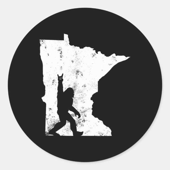 Pegatina Redonda Mapa del estado de Minnesota Masquatch Hombres Muj (Anverso)