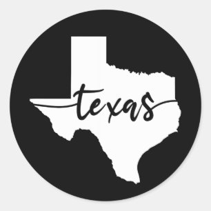 Pegatina Redonda Mapa del estado de Texas USA