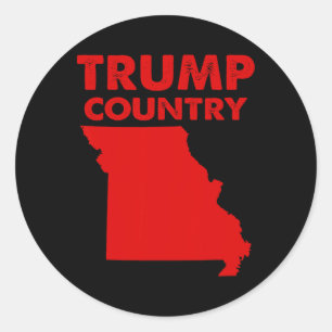 Pegatina Redonda Mapa del estado rojo de Trump