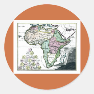 Pegatina Redonda Mapa del Feto en África de 1720