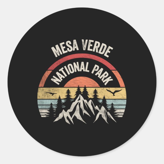 Pegatina Redonda Mapa del Parque Nacional de Mesa Verde (Anverso)