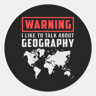 Pegatina Redonda Mapa divertido de profesores de geografía continen