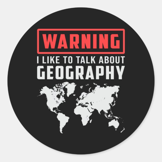 Pegatina Redonda Mapa divertido de profesores de geografía continen (Anverso)