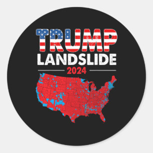 Pegatina Redonda Mapa electoral 2024 Trump Deslizamiento de tierra 