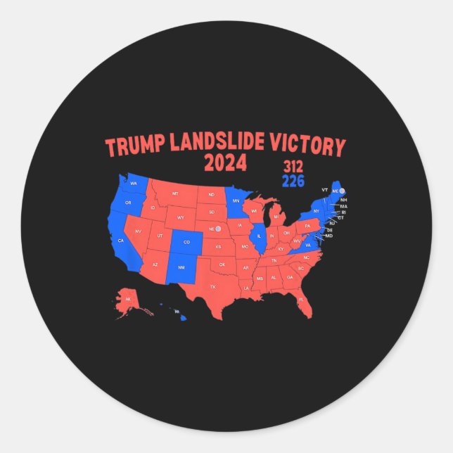 Pegatina Redonda Mapa electoral de 2024 de Trump (Anverso)