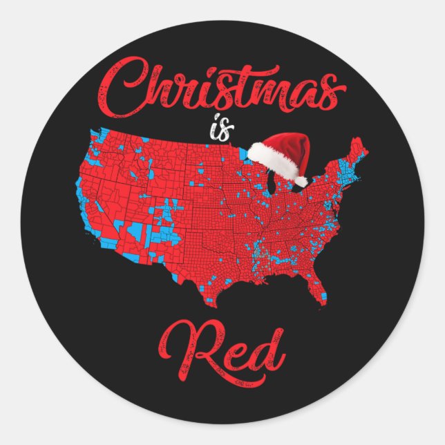 Pegatina Redonda Mapa electoral de Red 2024 de Trump: navidades sin (Anverso)