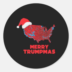 Pegatina Redonda Mapa electoral de Trump Feliz Navidad Santa H