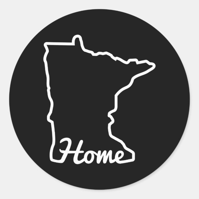 Pegatina Redonda Mapa estatal de Minnesota Hogar Mn Minnesotan (Anverso)