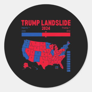 Pegatina Redonda Mapa ganador de Trump Landslide 2024 Mapa electora