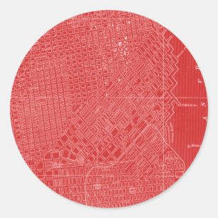 Pegatina Redonda Mapa gráfico de San Francisco