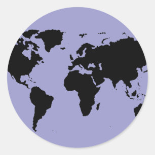 Pegatina Redonda mapa gráfico negro mundial