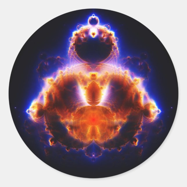 Pegatina Redonda Mapa Mandelbrot Gautama Buddha determinado de (Anverso)