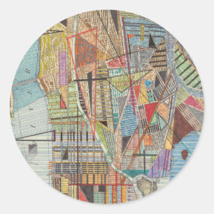 Pegatina Redonda Mapa moderno de Nueva York I