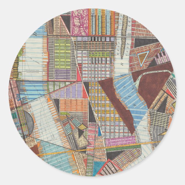 Pegatina Redonda Mapa moderno de Nueva York II (Anverso)