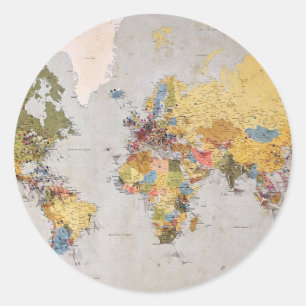 Pegatina Redonda mapa mundial