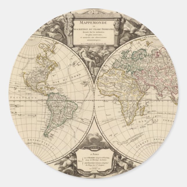 Pegatina Redonda Mapa mundial 9 (Anverso)