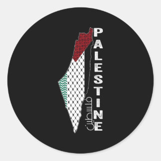 Pegatina Redonda Mapa palestino Keffiyeh Patrones de la túnica Pale