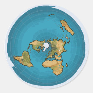 Pegatina Redonda Mapa plano de la tierra