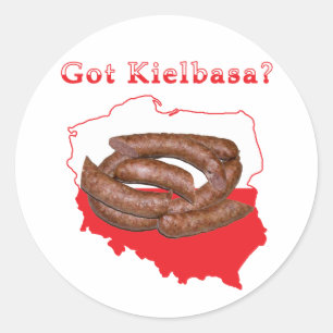 Pegatina Redonda Mapa polaco de Kielbasa