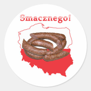 Pegatina Redonda Mapa polaco de Kielbasa Smacznego