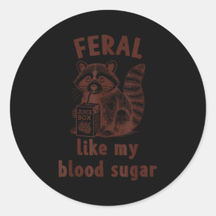 Pegatina Redonda Mapache de concientización sobre la diabetes Feral