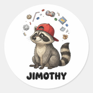 Pegatina Redonda Mapache divertido Jimothy