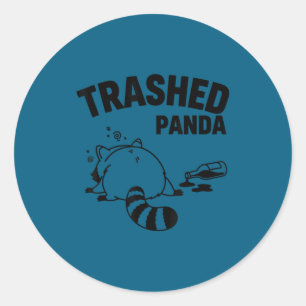 Pegatina Redonda Mapache panda divertido destrozado obtiene animal