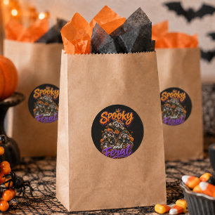 Pegatina Redonda Mapaches de Halloween Favor de Hip Hop Espeluznant