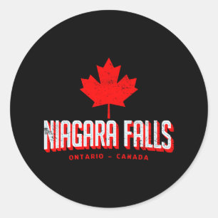 Pegatina Redonda Maple Leaf Niagara Cae Ontario Canada Vintage Re