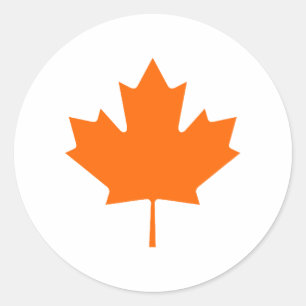 Pegatina Redonda Maple Leaf OrangeBrTransp El MUSEO Zazzle Regalos