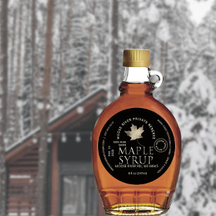 Pegatina Redonda MAPLE SYRUP Reserva Privada Gold Leaf Harvest Fech