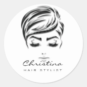 Pegatina Redonda Maquilladora Pestañas Salón de Belleza Microbladin