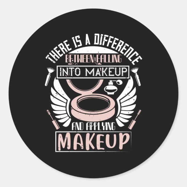Pegatina Redonda Maquillaje - Caer En Maquillaje (Anverso)