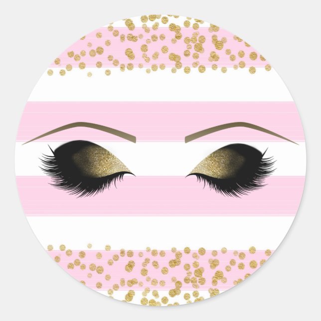 Pegatina Redonda Maquillaje de oro blanco rosado Eyelash Fiesta de  (Anverso)