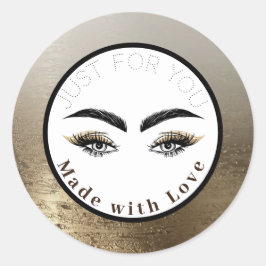 Pegatina Redonda Maquillaje Pestañas Glam Gold Ojos