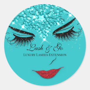 Pegatina Redonda Máquina Artista Extensión Lash Lash Mint Princesa